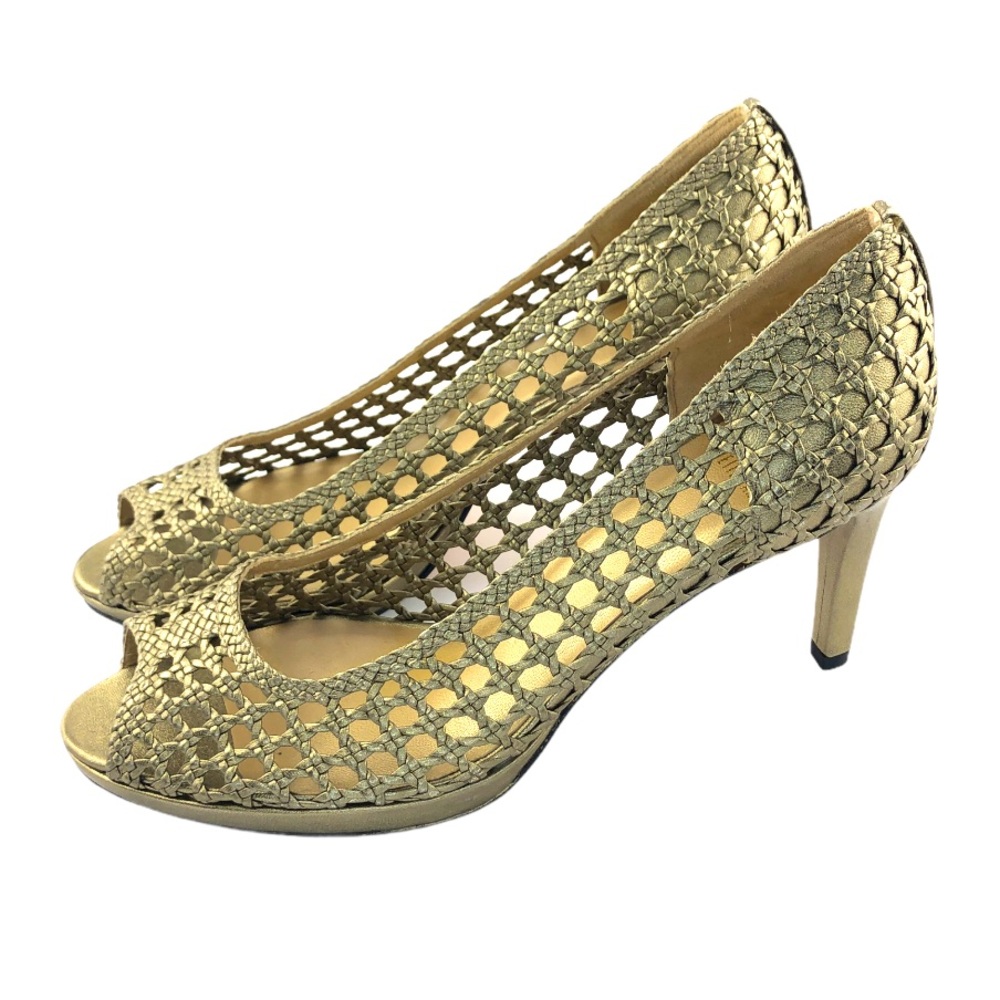 VINTAGE Stuart Weitzman gold metallic woven heel RARE